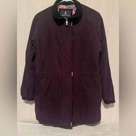 London Fog Plum Purple Quilted Lined Coat with Floral Interior – Size Small - Picture 1 of 9